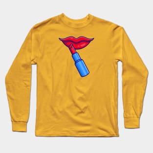 Lip And Lipstick Cartoon Long Sleeve T-Shirt